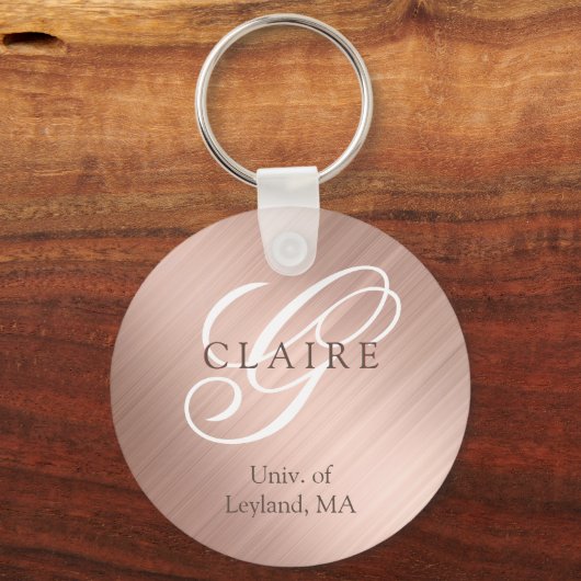 Zurück zur schulischen rosa Monogramm Schlüsselanhänger (Rückseite)