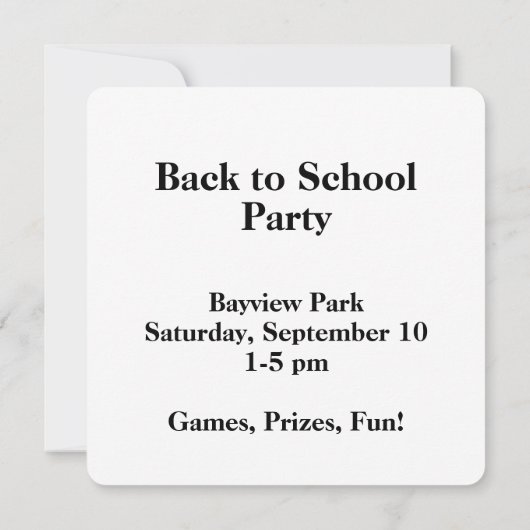 Zurück zur Schulkarte anpassen Einladung (Rückseite)