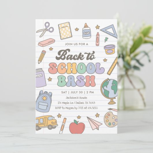 Zurück zur Schulpause Einladung (Stehend Vorderseite)