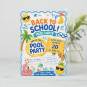 Zurück zur Schulpoolparty Einladung (Stehend Vorderseite)