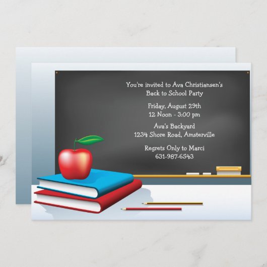 Zurück zur Schulzeit - Einladung (Vorne/Hinten)