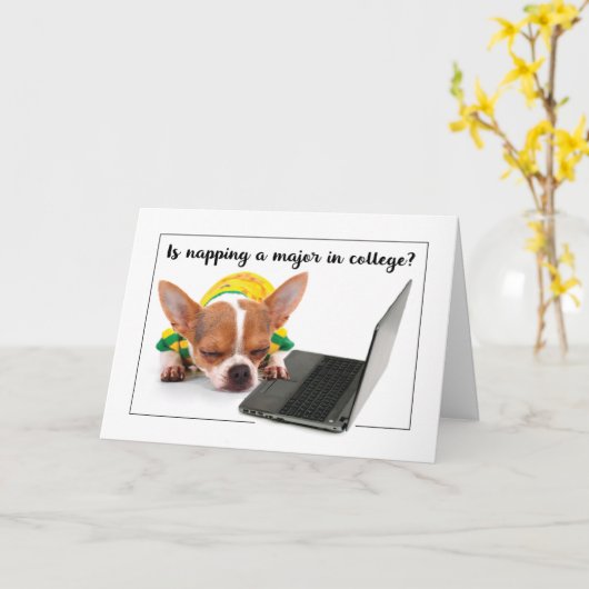 Zurück zur Uni Funny Napping Hund auf Laptop Karte (Gelbe Blume)