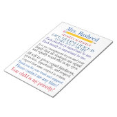 Zurück zur Verpflichtung der Eltern zur Schule Notizblock (angewinkelt)