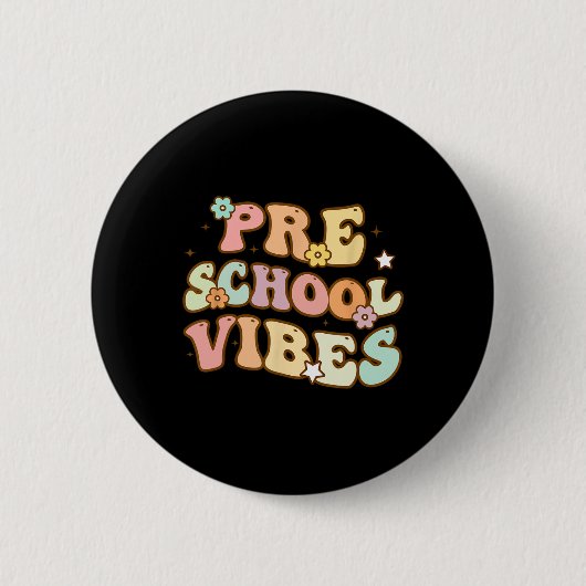 Zurück zur Vorschule Vibes Retro Studentenlehrer Button (Vorderseite)