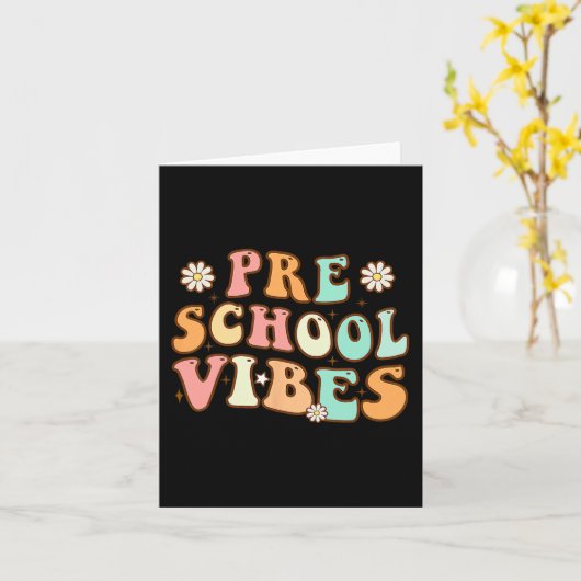 Zurück zur Vorschule Vibes Retro Teacher Nury Karte (Gelbe Blume)