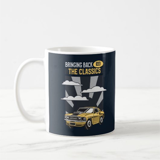 Zurückbringen des klassischen Retro-Muskelwagens Kaffeetasse (Links)