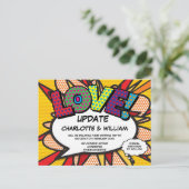 Zurückgestellt Ändern Sie die LIEBE Comic Book Ankündigungspostkarte (Stehend Vorderseite)