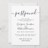 "Zurückgestellt" Black & White Script Hochzeitswec Einladung (Vorderseite)