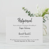 "Zurückgestellt" Hochzeitsschwarz auf hellgraue Ka Einladung (Stehend Vorderseite)