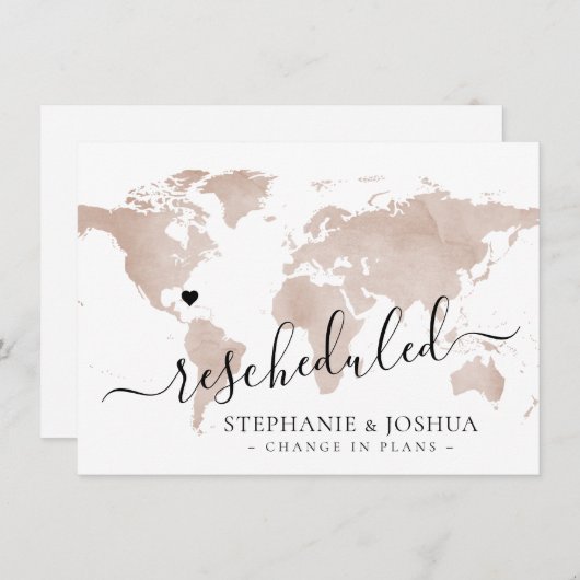 Zurückgestellt Umplante Hochzeit in Urlaubsort Tan Ankündigung (Vorne/Hinten)