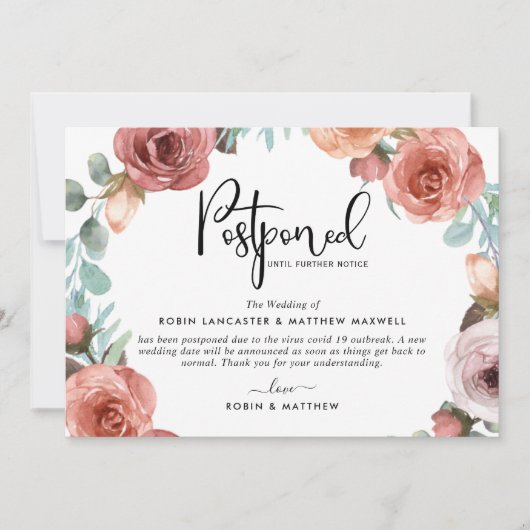 Zurückgestellte Ereignisankündigung Dusty Blue Pea Einladung (Vorderseite)