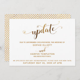 Zurückgestellte Hochzeitsupdate Gold Hearts-Kallig Einladung