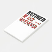 Zurückgezogen seien Sie zurück wann immer Post-it Klebezettel (angewinkelt)