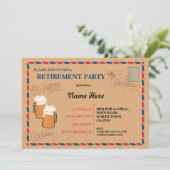Zurückgezogene die Ruhestands-Party-Postpostkarte Einladung (Stehend Vorderseite)