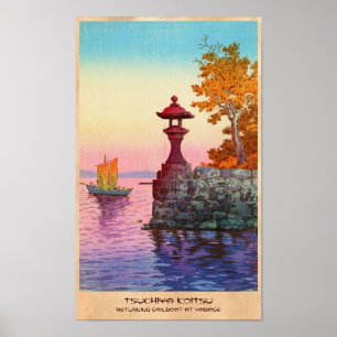 Zurückkehrendes Segelboot bei Yabase Tsuchiya Koit Poster