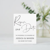 Zurücksetzen des Datums der Hochzeitsankündigung Postkarte (Stehend Vorderseite)