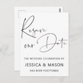 Zurücksetzen des Datums der Hochzeitsankündigung Postkarte (Vorne/Hinten)