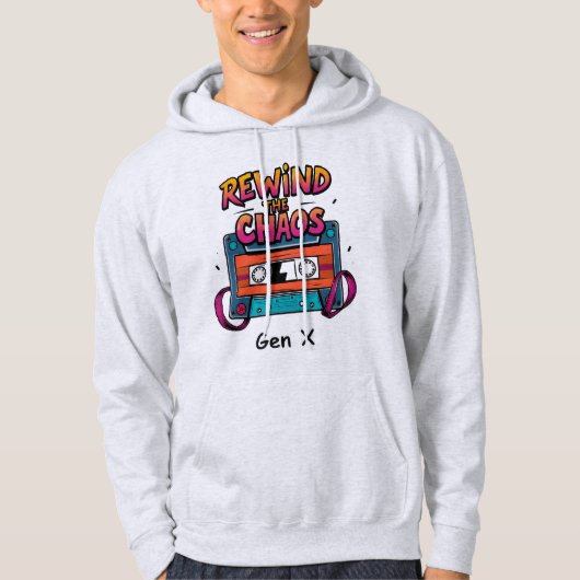 Zurückspulen Sie das Chaos Gen X Retro Kassettenba Hoodie (Vorderseite)