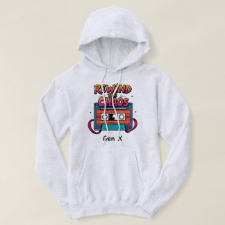 Zurückspulen Sie das Chaos Gen X Retro Kassettenba Hoodie