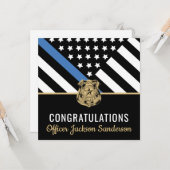 Zurückweisung der Flagge der Polizei Blauer Linie  Karte (Vorderseite/Rückseite Beispiel)