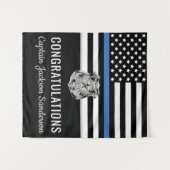 Zurückweisung der Flagge der Polizei Blauer Linie Wandteppich (Vorderseite (Horizontal))