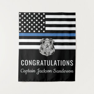 Zurückweisung der Flagge der Polizei Blauer Linie  Wandteppich