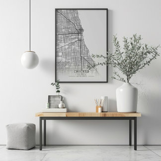 Zurzeit Chicago Illinois Street Map Poster
