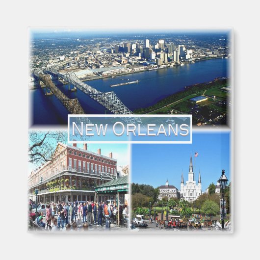 zUS023 NEW ORLEANS, Mosaik, Louisiana, Kühlschrank Magnet (Vorne)
