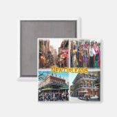 zUS024 NEW ORLEANS, Bourbon Street, Mosaik, Kühlsc Magnet (Vorderseite/Rückseite)