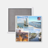 zUS025 FLORIDA, Mosaik, Amerika, Kühlschrank Magnet (Vorderseite/Rückseite)