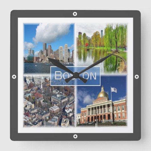 zUS041 BOSTON, Massachusetts, Quadratische Wanduhr (Vorderseite)