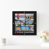 zUS067 SAN FRANCISCO I Liebe, Mosaik, Quadratische Wanduhr (Zuhause)