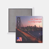 zUS081 SAN FRANCISCO, Bay Bridge at Night, Kühlsch Magnet (Vorderseite/Rückseite)
