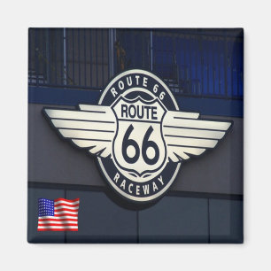 zUS088 ROUTE 66, Raceway, Amerika, Kühlschrank Magnet