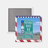 zUS093 Route 66, Historisches Straßenszeichen, Küh Magnet (Vorderseite/Rückseite)