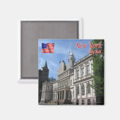 zUS111 NEW YORK CITY, City Hall, Amerika, Kühlschr Magnet (Vorderseite/Rückseite)