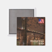 zUS113 BROOKLYN BRIDGE by Night, NYC, Kühlschrank Magnet (Vorderseite/Rückseite)
