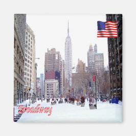 zUS115 BROADWAY mit Schnee, New York, Kühlschrank Magnet