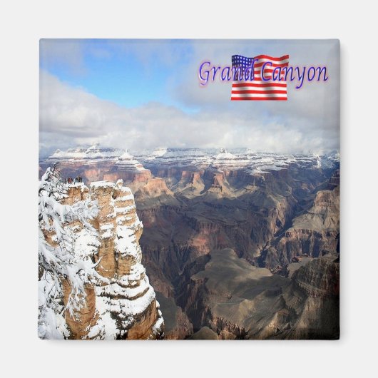 zUS146 GRAND CANYON with Snow, Arizona, Kühlschran Magnet (Vorne)