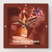 zUS191 ANTELOPE CANYON, Arizona, Amerika, Quadratische Wanduhr (Vorderseite)