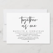 Zusammen als eins, Hochzeitsfeier Abendessen Party Einladung (Vorderseite)