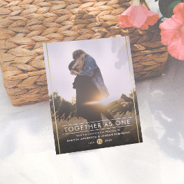 Zusammen als eins | Moderne Typografie und Gold -  Ankündigungspostkarte