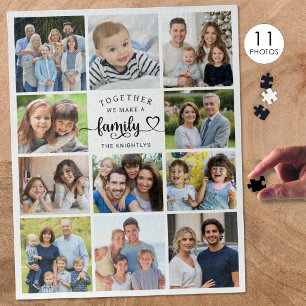 Zusammen bilden wir eine Familie 11 Fotos Herz Puzzle