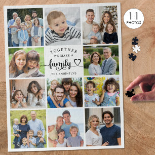 Zusammen bilden wir eine Familie 11 Fotos Herz Puzzle