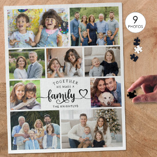 Zusammen bilden wir eine Familie 9 Foto Herz Puzzle