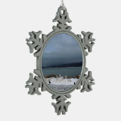 Zusammen Braving den Sturm Schneeflocken Zinn-Ornament (Links)