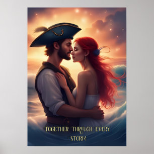 Zusammen durch jeden Sturm Romantische Piraterie Poster