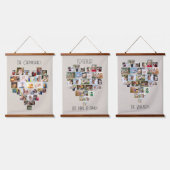 Zusammen Familienname Herz geformt 87 Foto Collage Wandteppich Mit Holzrahmen (Dreifach)