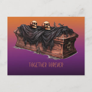 Zusammen Forever Casket Skulls Lila Halloween Feiertagspostkarte