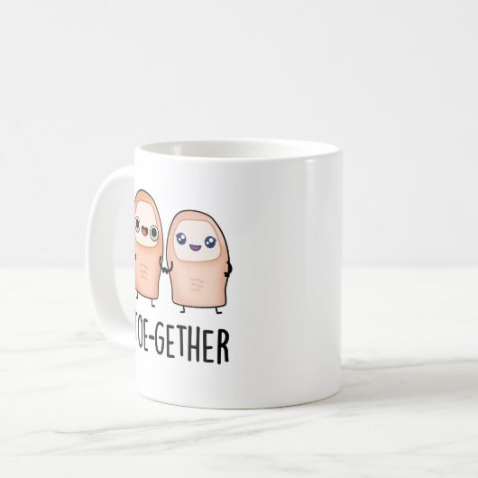 Zusammen Funny BIg Toe Pun Kaffeetasse (Vorderseite Links)